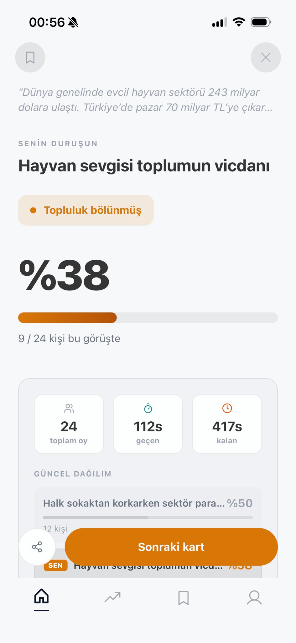 Sonuç ekranı